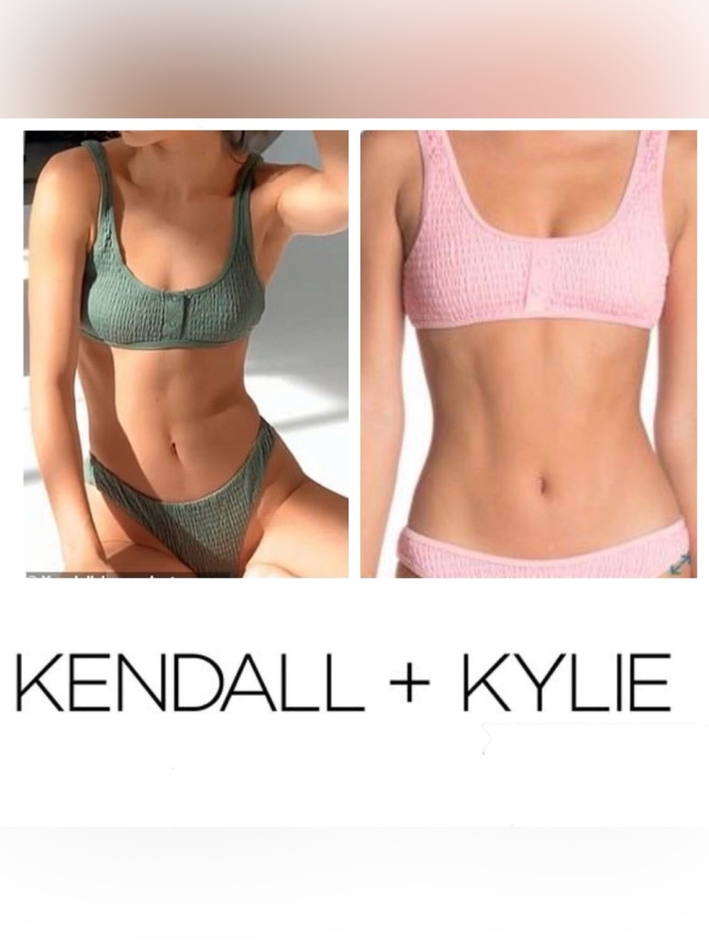NWT Kendall & Kylie Pink Smocked Bikini Set